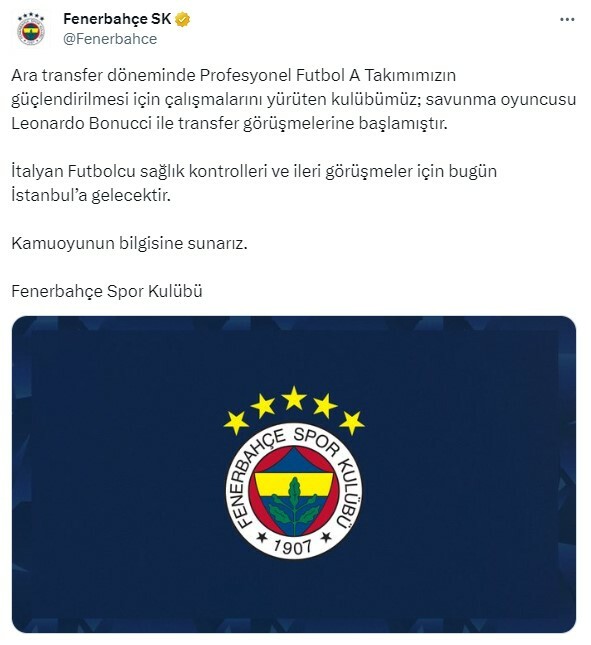 SON DAKİKA || FENERBAHÇE BONUCCİ TRANSFER ETTİ Mİ? Bonucci Fenerbahçe’ye transfer oldu mu? Fenerbahçe'den resmi açıklama!