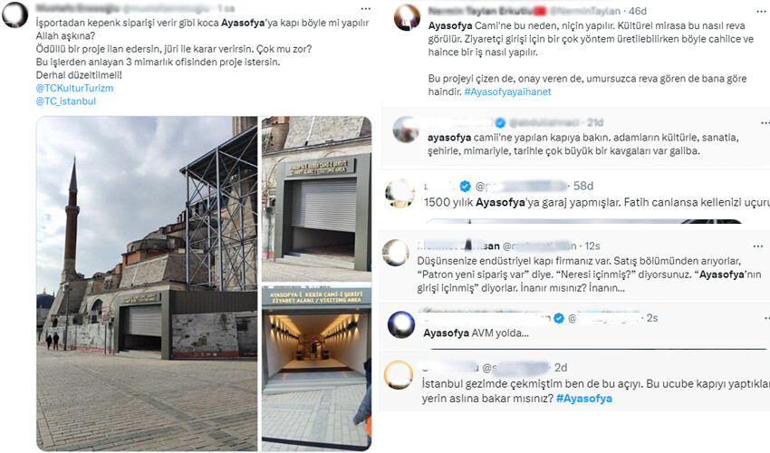 Ayasofya'nın tarihi imajına yakışmayan metal kapı tepki çekti Ayasofya'nın tarihi imajına yakışmayan metal kapı tepki çekti