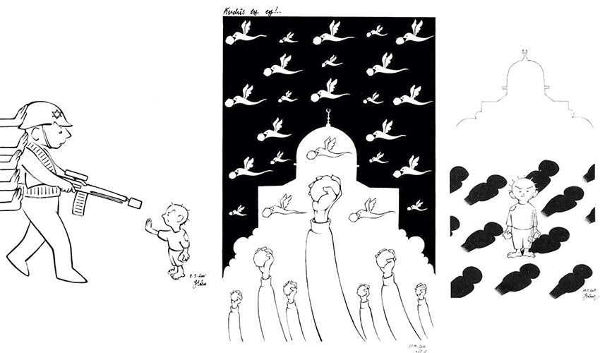 Çizgi dünyasının usta ismi Hasan Aycın'dan Filistin çizgileri sergisi