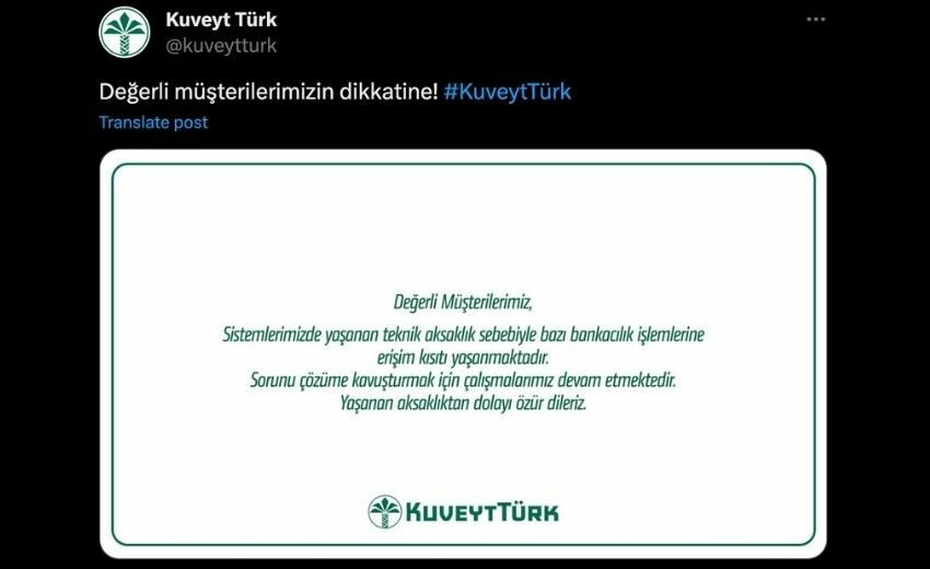 Kuveyt Türk mobil bankacılık çöktü mü, sorun mu var? Kuveyt Türk "işleminiz gerçekleştirilemiyor" ne demek?