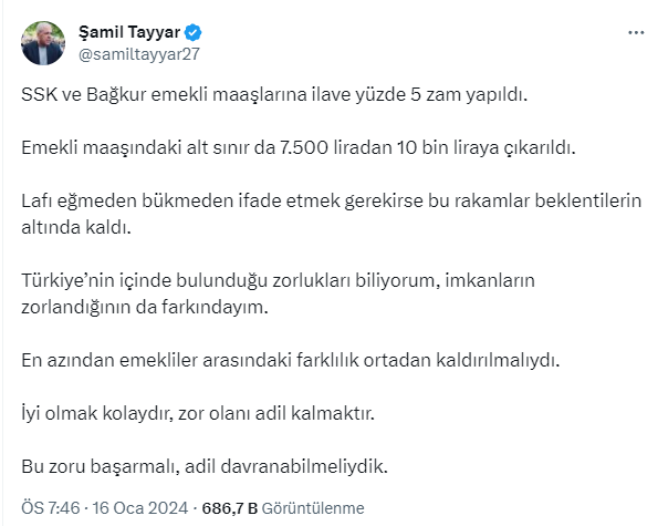 Emekliye yapılan zam memnun etmedi! Fatih Erbakan ve Şamil Tayyar'dan peş peşe tepkiler Emekliye yapılan zam memnun etmedi! Fatih Erbakan ve Şamil Tayyar'dan peş peşe tepkiler