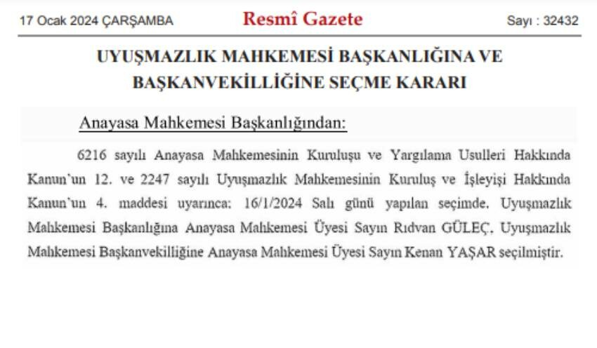 AYM Üyesi Rıdvan Güleç, Uyuşmazlık Mahkemesi Başkanı oldu