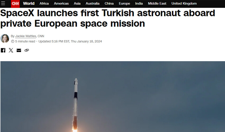 Çığır açıcı görev, Türkler uzayda... Türk astronot Alper Gezeravcı'nın fırlatılışı dünyada manşetlere taşındı