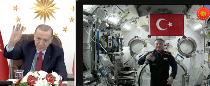 Alper Gezeravcı, uzaydan ilk bağlantısını Cumhurbaşkanı Erdoğan’la yaptı