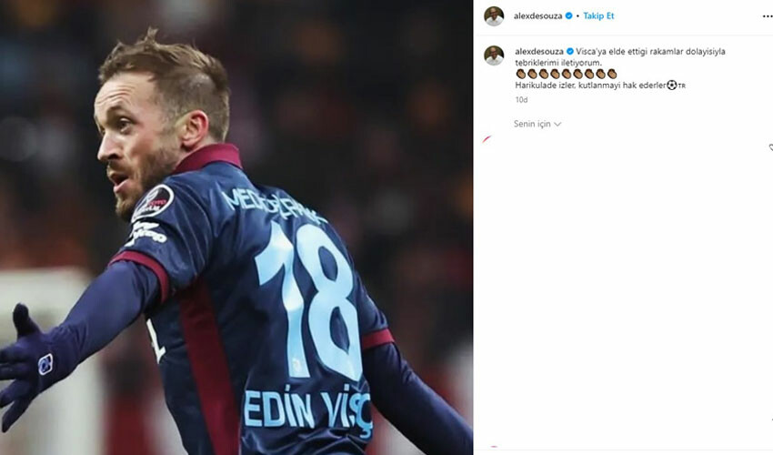 Edin Visca, Süper Lig tarihine geçti! Alex de Souza, Trabzonsporlu yıldızı tebrik etti Edin Visca, Süper Lig tarihine geçti! Alex de Souza, Trabzonsporlu yıldızı tebrik etti