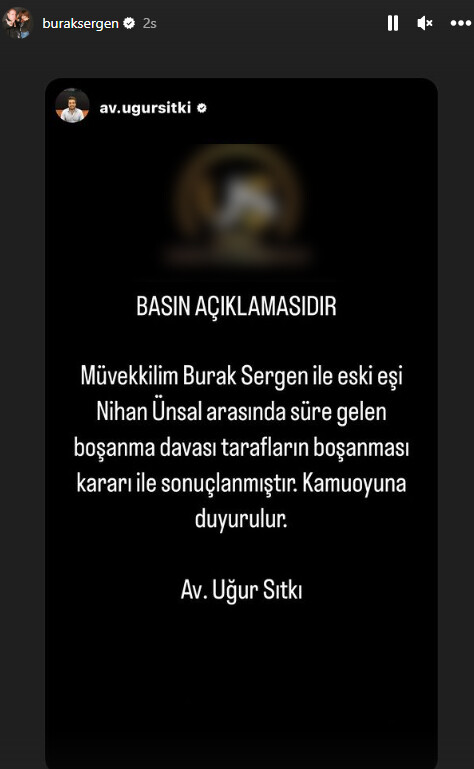 Burak Sergen eşi Nihal Ünsal’dan boşandığını duyurdu