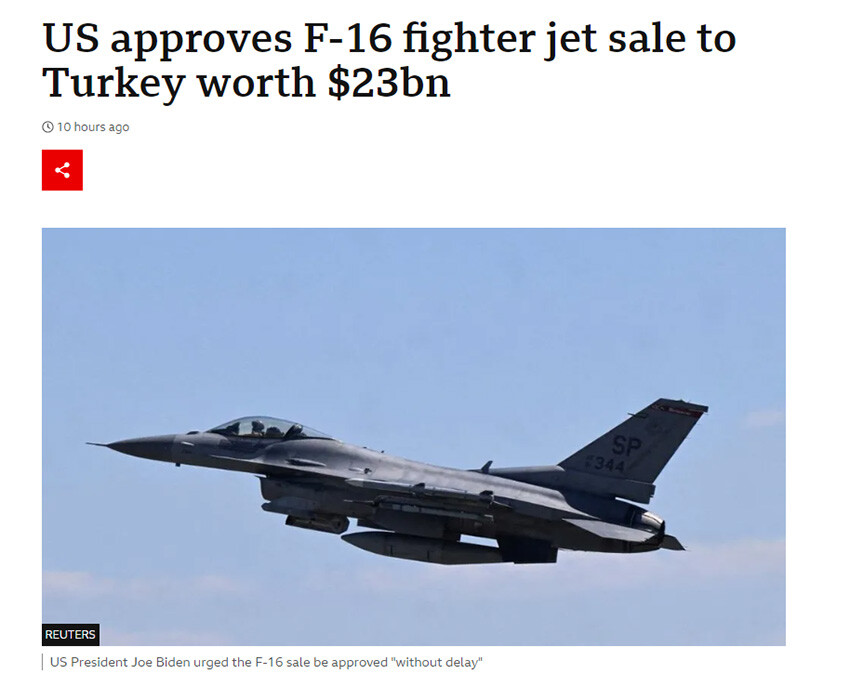 ABD'den 20 ay sonra gelen Türkiye'ye F-16 onayı dünya basınında