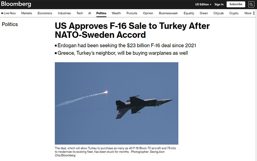 ABD'den 20 ay sonra gelen Türkiye'ye F-16 onayı dünya basınında