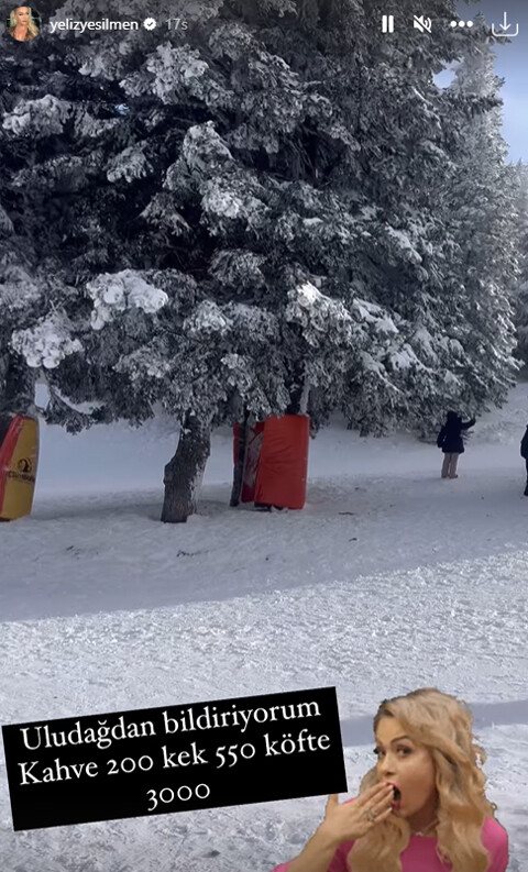 Uludağ’da tatil yapan Yeliz Yeşilmen fiyatlara tepki gösterdi Uludağ’da tatil yapan Yeliz Yeşilmen fiyatlara tepki gösterdi