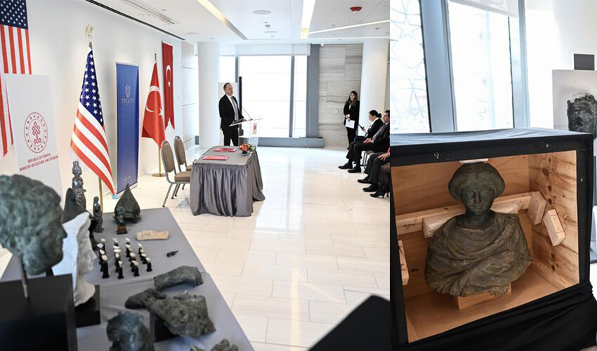 ABD'ye kaçırılan tarihi eserler artık Türkiye'de! İadesi sağlanan eserler Bakan Mehmet Nuri Ersoy tarafından tanıtıldı ABD'ye kaçırılan tarihi eserler artık Türkiye'de! İadesi sağlanan eserler Bakan Mehmet Nuri Ersoy tarafından tanıtıldı