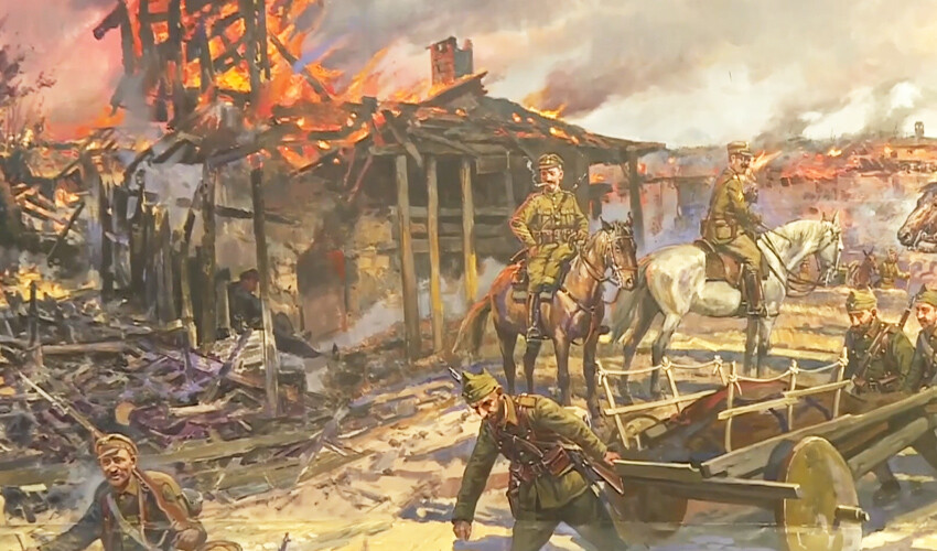 Rus ressamın elinde Yunan mezalimi dev panoramaya dönüştü