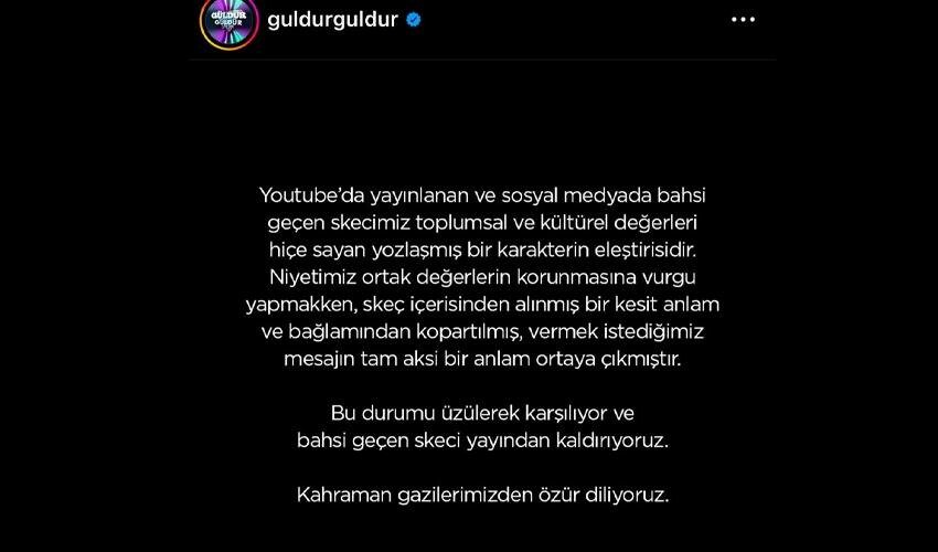 Güldür Güldür ekibi skandal gazi skeci sonrası özür diledi