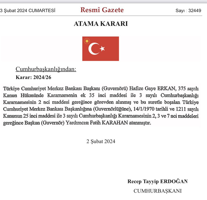 Cumhurbaşkanlığı kararnamesinde Hafize Gaye Erkan için dikkat çeken “görevden alma” detayı