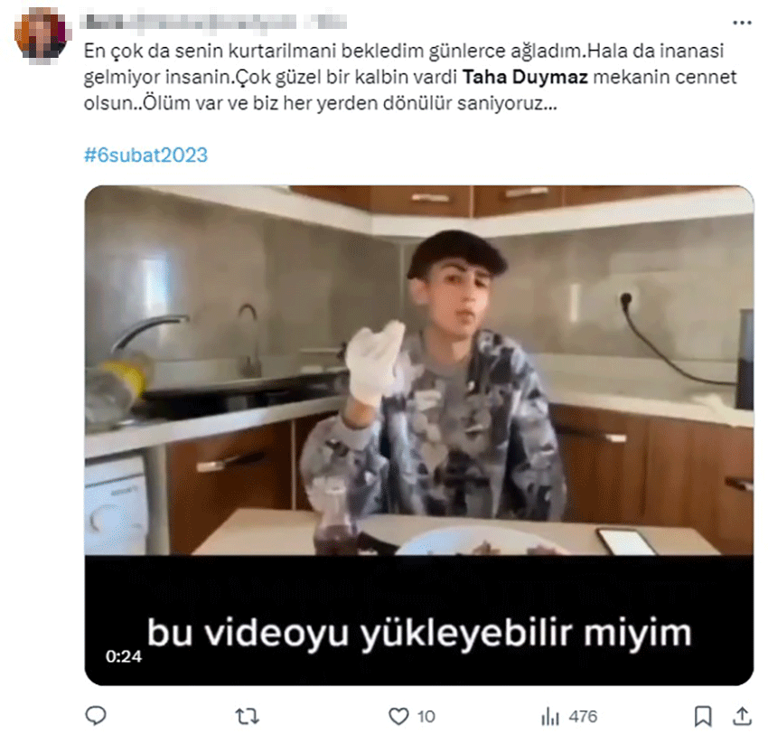 Cansız bedeni enkazda yorgana sarılı halde bulunmuştu! Türkiye Taha Duymaz'ı unutmadı