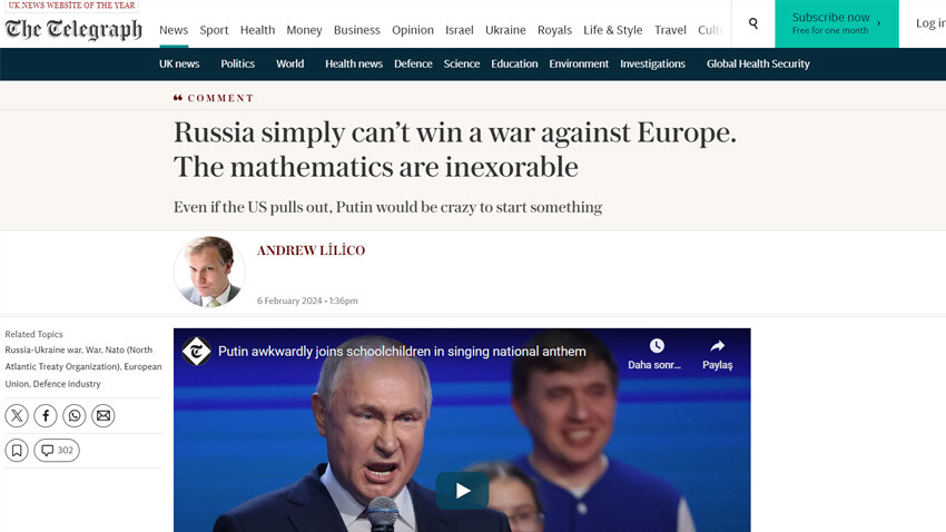 İngiliz basınından Rusya-NATO savaşında yeni senaryo: 'Putin için delilik olur' İngiliz basınından Rusya-NATO savaşında yeni senaryo: 'Putin için delilik olur'