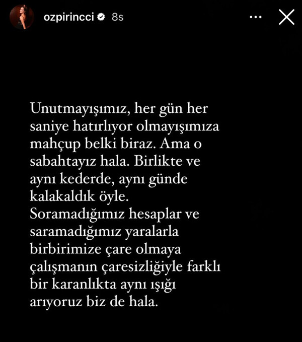 Depremin 1. yıl dönümünde ünlülerden duygu yüklü paylaşımlar: ‘O sabahtayız hâlâ, aynı kederde, aynı günde kalakaldık öyle’ Depremin 1. yıl dönümünde ünlülerden duygu yüklü paylaşımlar: ‘O sabahtayız hâlâ, aynı kederde, aynı günde kalakaldık öyle’