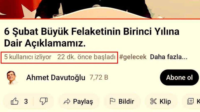 Ahmet Davutoğlu'nun canlı yayını gündem oldu! Rakamı gören herkes aynı soruyu sordu