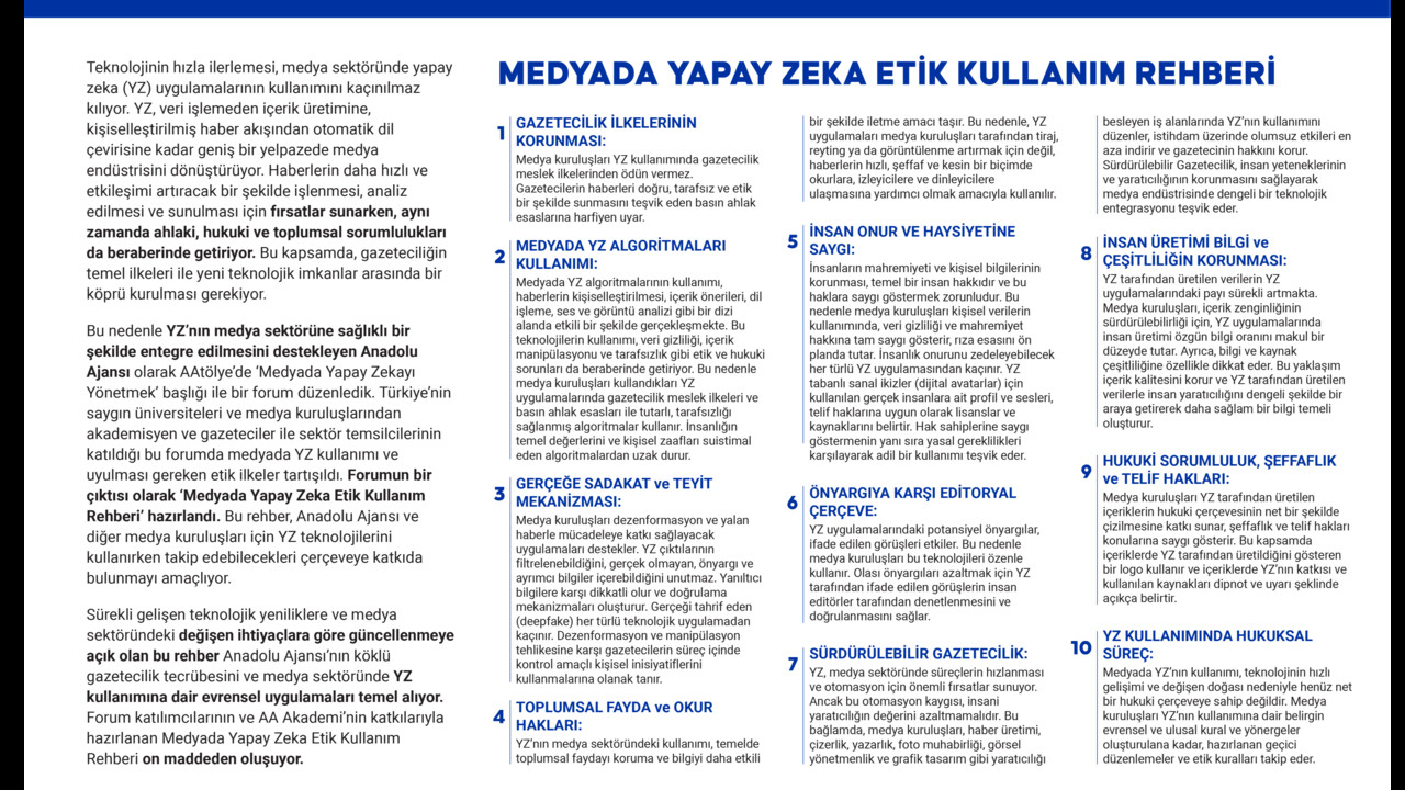 Yapay zeka ile bunları yapma!10 maddede medyada yapay zeka kullanma rehberi Yapay zeka ile bunları yapma!10 maddede medyada yapay zeka kullanma rehberi