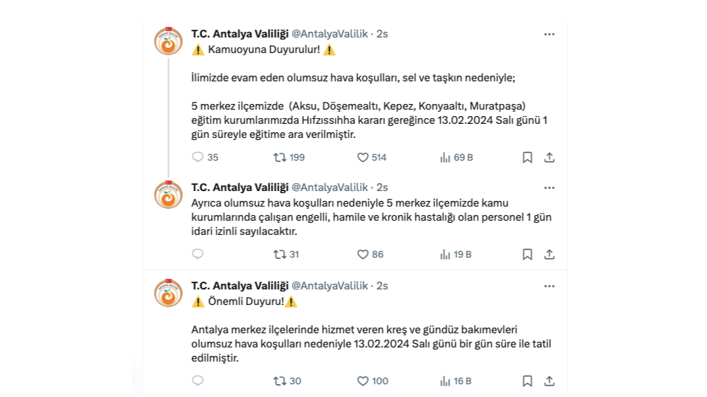 Antalya'da bugün okullar tatil mi? TURUNCU KOD!  Antalya'da kuvvetli yağış ve sel uyarısı