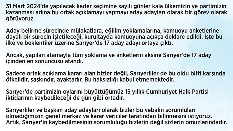 Şükrü Genç ve aday adaylarından ortak bildiri: Ankette sonuncu çıktı CHP aday gösterdi Şükrü Genç ve aday adaylarından ortak bildiri: Ankette sonuncu çıktı CHP aday gösterdi
