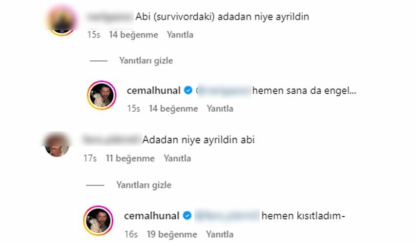 Cemal Hünal “Survivor'dan neden ayrıldın?” sorularına tepki gösterdi, herkesi tek tek engelledi - 2. Resim