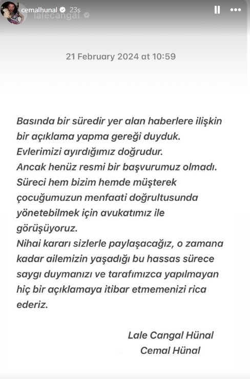 Boşanıyorlar! Cemal Hünal ile Lale Cangal’dan ortak açıklama - 2. Resim