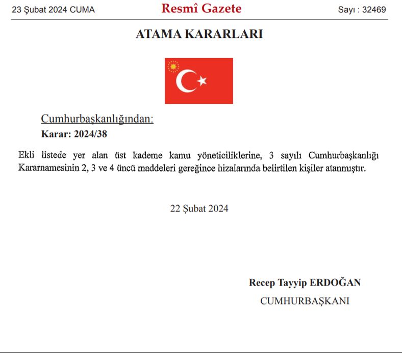 Erdoğan'dan kritik atama kararları, Resmi Gazete'de yayımlandı Erdoğan'dan kritik atama kararları, Resmi Gazete'de yayımlandı - 1. Resim