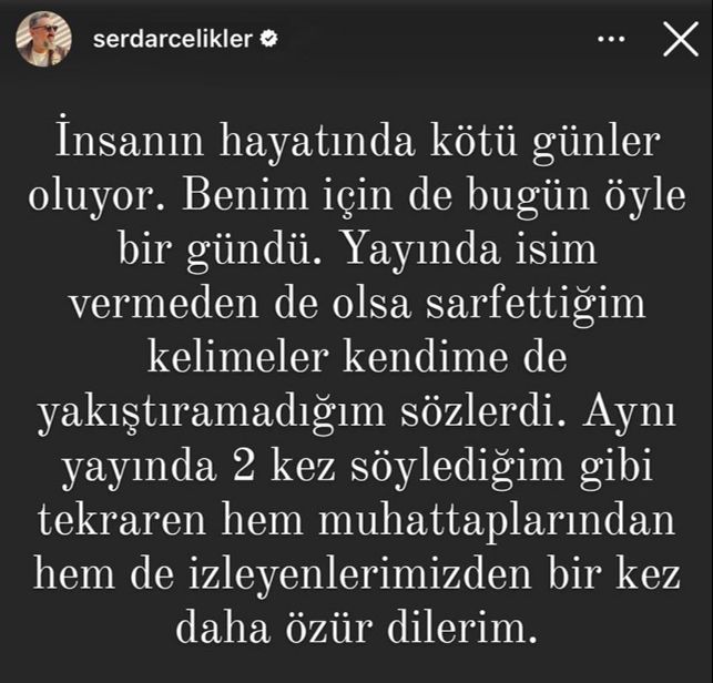 Skandal sözlerin ardından yeni karar! Serdar Ali Çelikler ekranlara ara veriyor Skandal sözlerin ardından yeni karar! Serdar Ali Çelikler ekranlara ara veriyor - 1. Resim