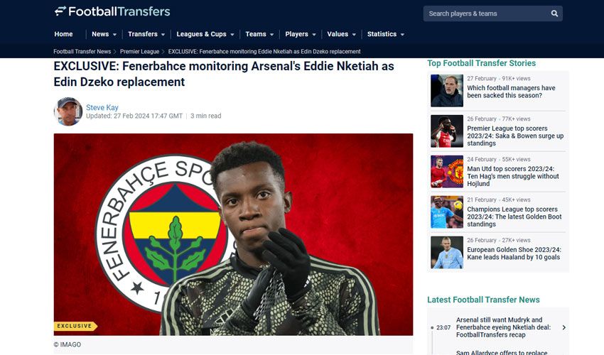 İngiliz basını duyurdu! Fenerbahçe, Dzeko'nun yerine Arsenal'in forvetini transfer edecek - 1. Resim