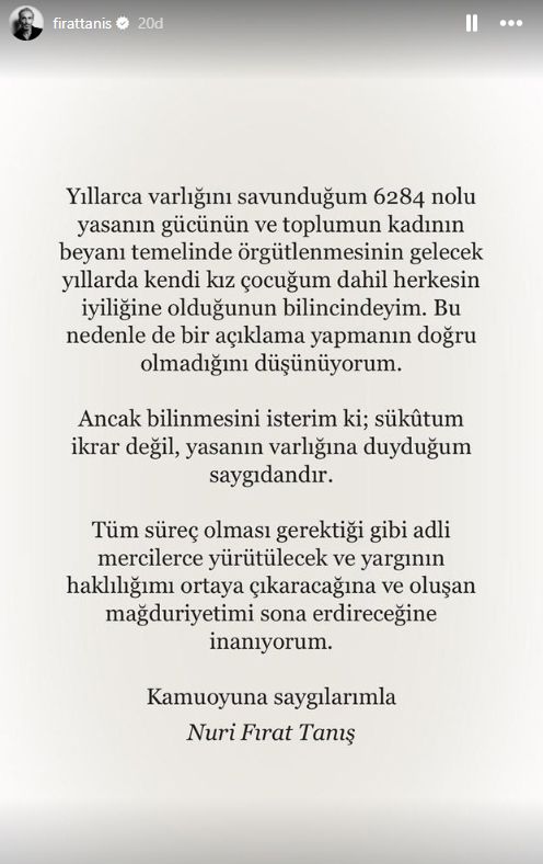Fırat Tanış, İklim Tamkan’ın ‘şiddet’ iddiaları karşısında sessizliğini bozdu Fırat Tanış, İklim Tamkan’ın ‘şiddet’ iddiaları karşısında sessizliğini bozdu - 1. Resim
