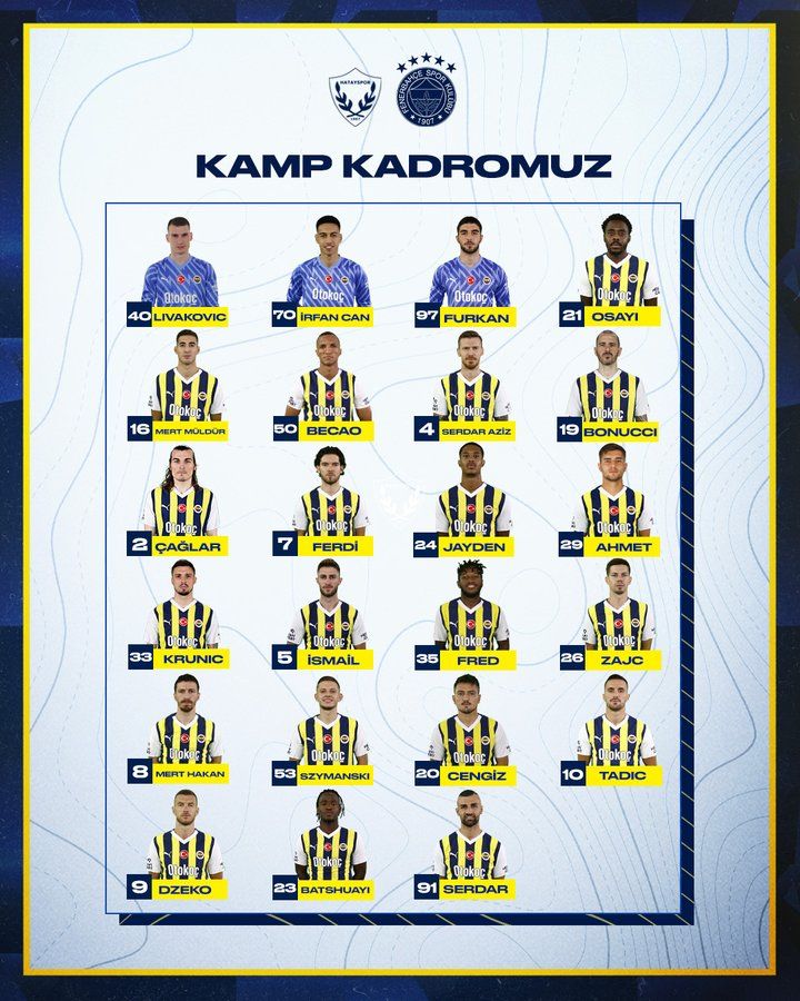 Fenerbahçe'nin Hatayspor maçı kadrosu belli oldu! Fred kadroda yer buldu - 1. Resim