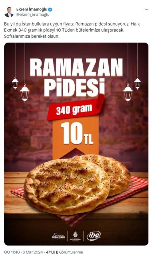 Halk Ekmek'te 340 gramlık ramazan pidesi 10 TL’den satılacak - 2. Resim