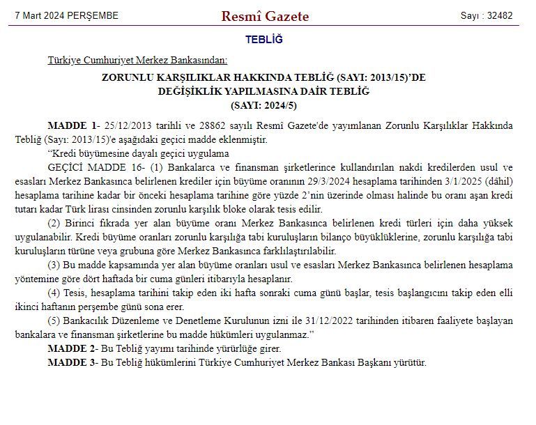 Merkez Bankası'ndan bankalara yeni talimat: Zorunlu karşılık oranı değişti - 1. Resim