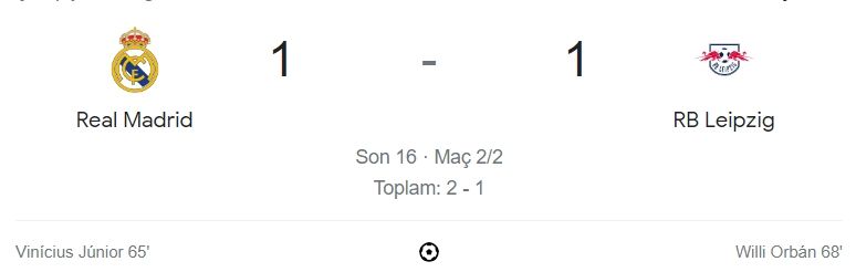 Real Madrid Leipzig maçı 1-1’lik eşitlikle sona erdi! Real Madrid çeyrek finale çıktı - 1. Resim