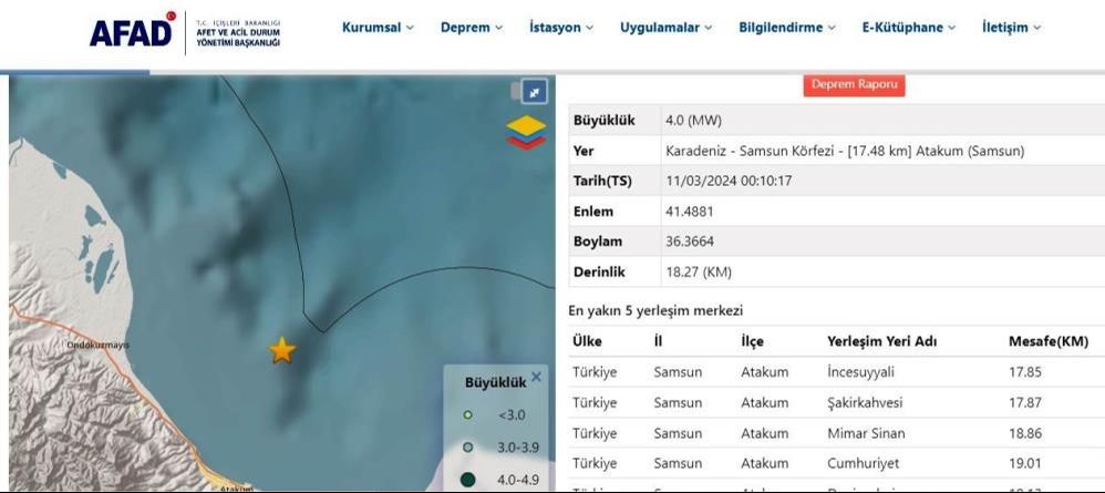 Karadeniz'de deprem oldu! AFAD ilk verileri duyurdu... - 1. Resim
