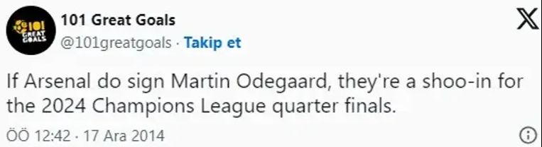 Arsenal’in yıldızı Martin Odegaard hakkında 10 yıl önce atılan bir tweet gerçek oldu! Gündeme bomba gibi düştü - 1. Resim