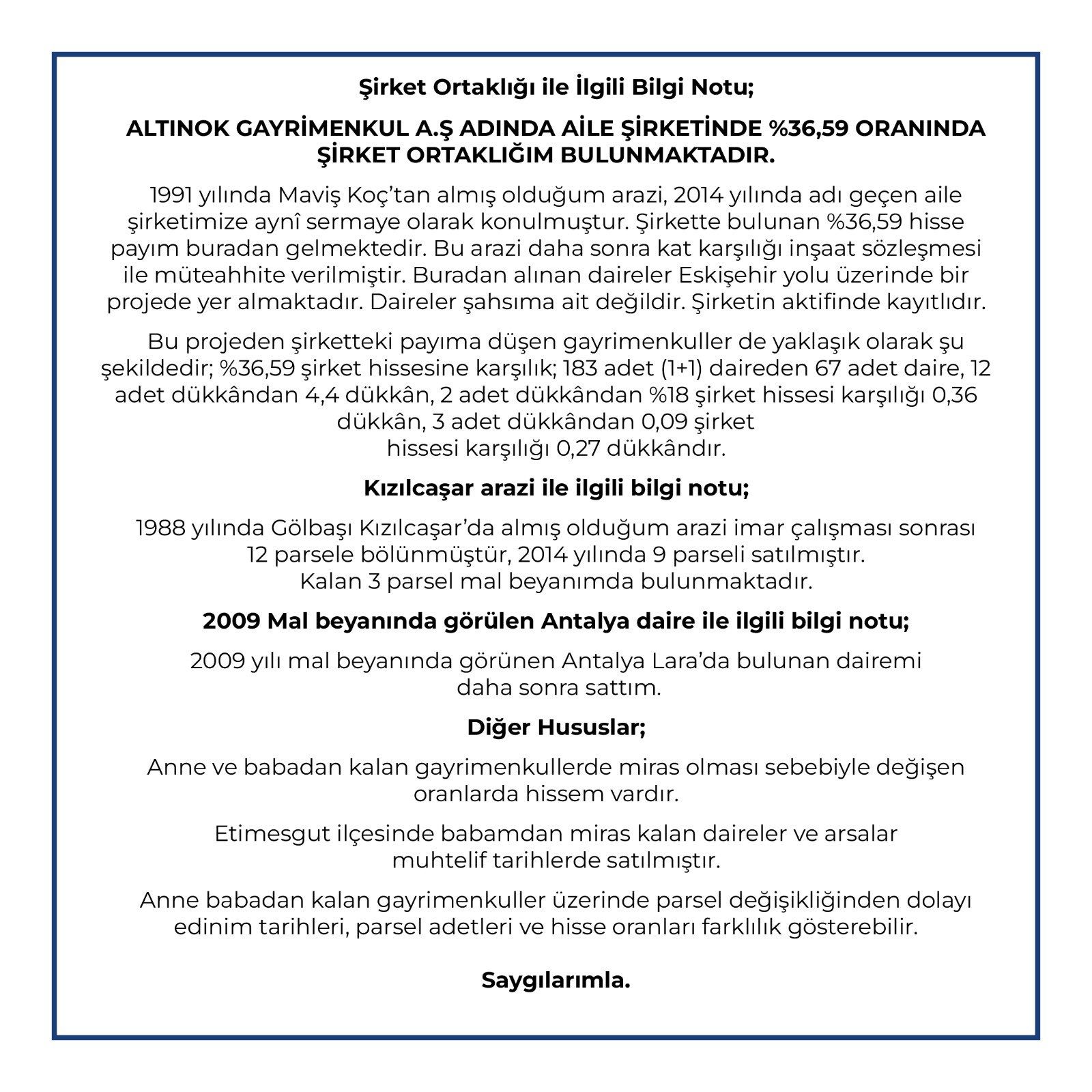 Cumhur İttifakı Ankara adayı Turgut Altınok mal varlığını açıkladı - 3. Resim