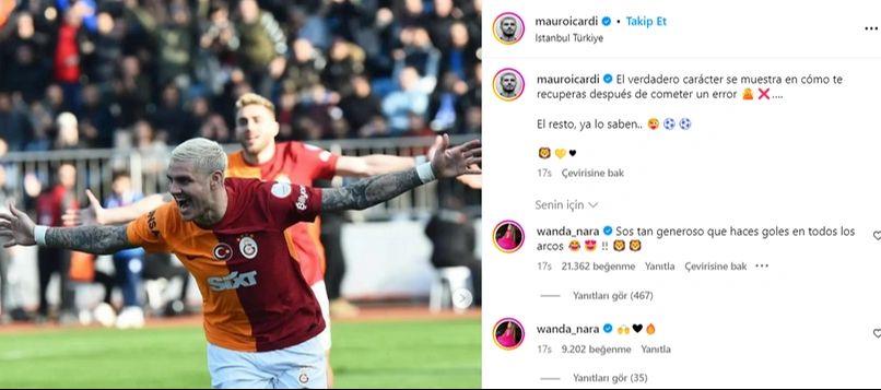 Wanda Nara'dan kendi kalesine gol atan eşi Mauro Icardi'ye yorum gecikmedi: 'Tüm kalelere...' - 1. Resim