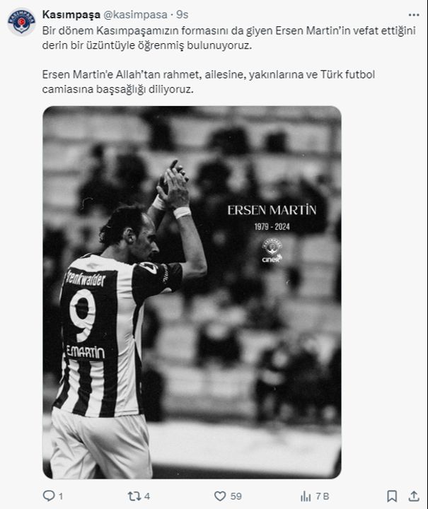 Ölümüyle spor dünyasını yasa boğdu! TFF ve kulüplerden Ersen Martin için başsağlığı mesajları - 7. Resim