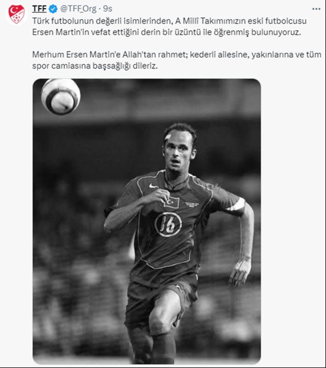 Ölümüyle spor dünyasını yasa boğdu! TFF ve kulüplerden Ersen Martin için başsağlığı mesajları - 1. Resim