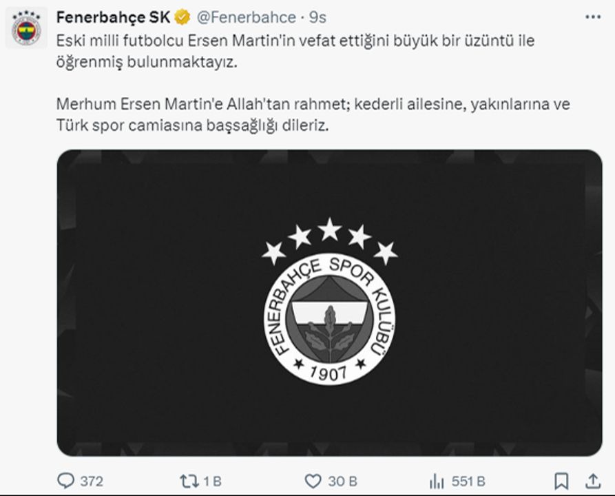 Ölümüyle spor dünyasını yasa boğdu! TFF ve kulüplerden Ersen Martin için başsağlığı mesajları - 4. Resim