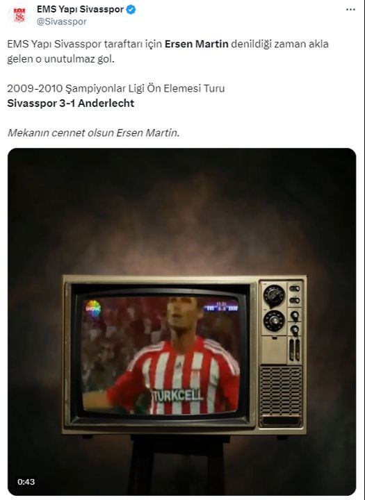 Ölümüyle spor dünyasını yasa boğdu! TFF ve kulüplerden Ersen Martin için başsağlığı mesajları - 2. Resim