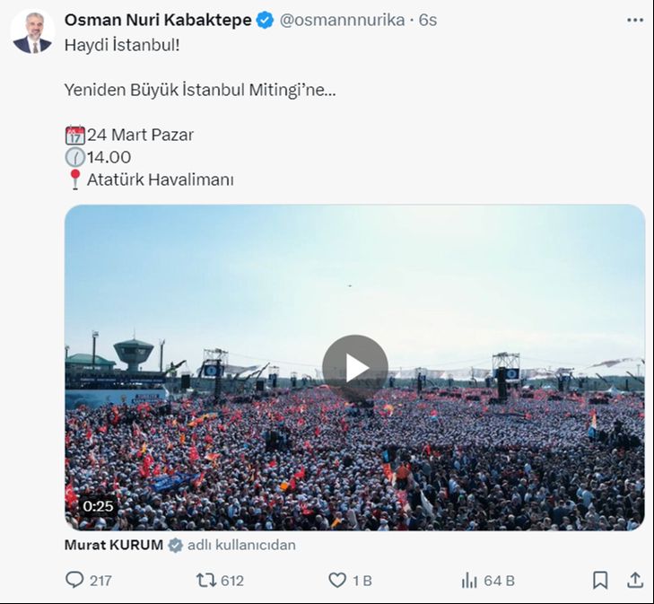 AK Parti İstanbul mitingi bugün saat 14.00'te Atatürk Havalimanı'nda düzenlenecek - 1. Resim