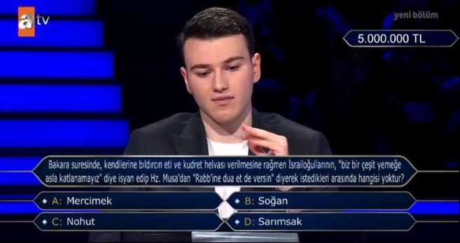Milyoner'de büyük heyecan! Türkiye 5 milyonluk soruya kilitlendi - 2. Resim