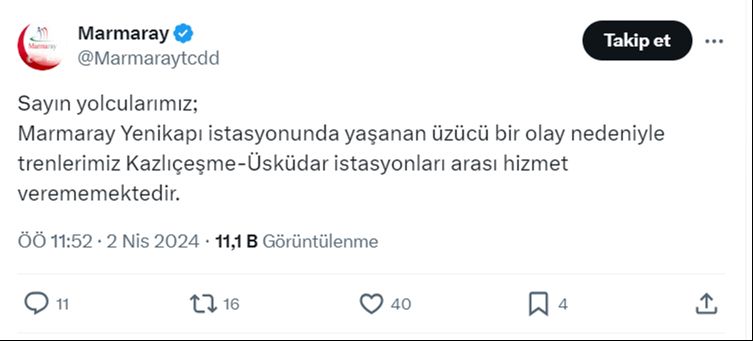 Marmaray Yenikapı'da intihar girişimi nedeniyle aksayan seferler normale döndü Marmaray Yenikapı'da intihar girişimi nedeniyle seferlerde aksama yaşanıyor - 1. Resim