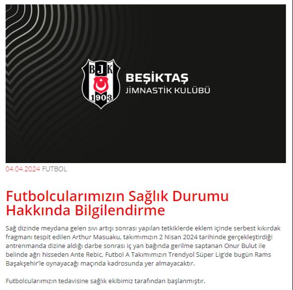 Beşiktaş'ta 3 isim maç kadrosuna alınmadı! Başakşehir maçı öncesi sakatlık şoku - 1. Resim