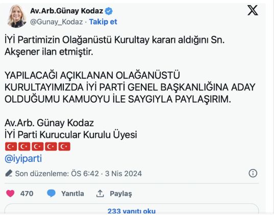 İyi Parti’de ilk genel başkan adayı Kurucular Kurulu Üyesi Günay Kodaz oldu - 2. Resim