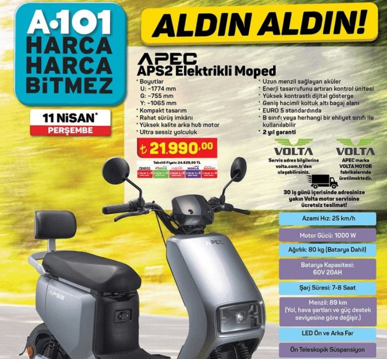 A101, 11 Nisan Perşembe itibariyle 22 bin TL’ye motosiklet satışa çıkardı A101, 11 Nisan Perşembe itibariyle 22 bin TL’ye motosiklet satışa çıkardı - 1. Resim