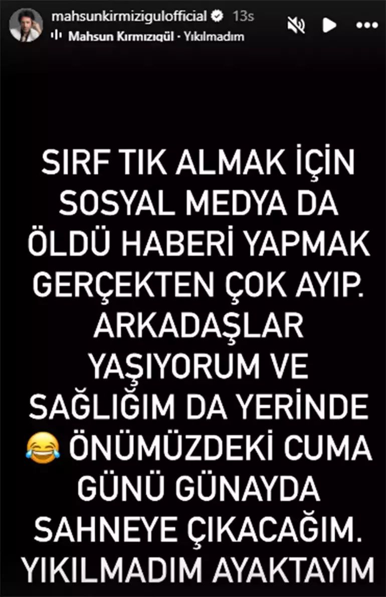 'Mahsun Kırmızıgül öldü mü' sorusuna kendisi cevap verdi 'Mahsun Kırmızıgül öldü mü' sorusuna kendisi cevap verdi - 1. Resim