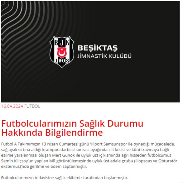 Beşiktaş'a sakatlık şoku! Semih Kılıçsoy ve Mert Günok'tan kötü haber geldi Beşiktaş'a sakatlık şoku! Semih Kılıçsoy ve Mert Günok'tan kötü haber geldi - 1. Resim